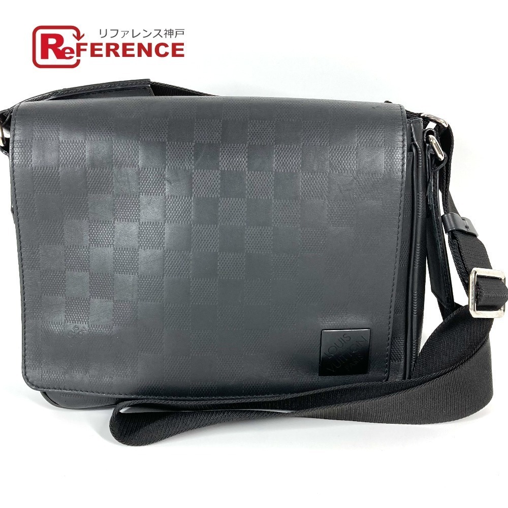 LOUIS VUITTON Damier Infini Black District Crossbody Bag Flap Messenger